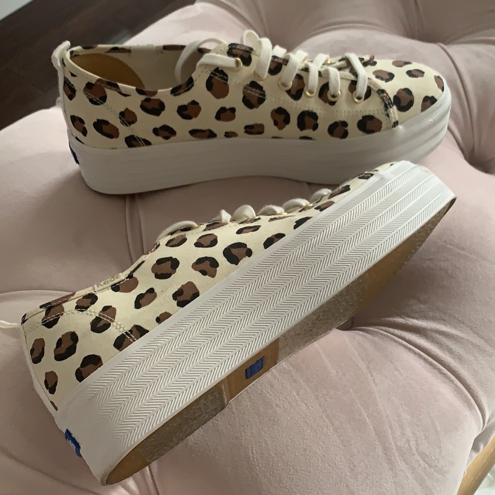 Keds Women's Leopard Print Platform Sneakers in Cream and Brown - Picture 5 of 11